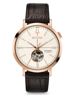 Bulova Mens Classic Automatic Watch - Rose Gold-Tone - Open Aperture Dial