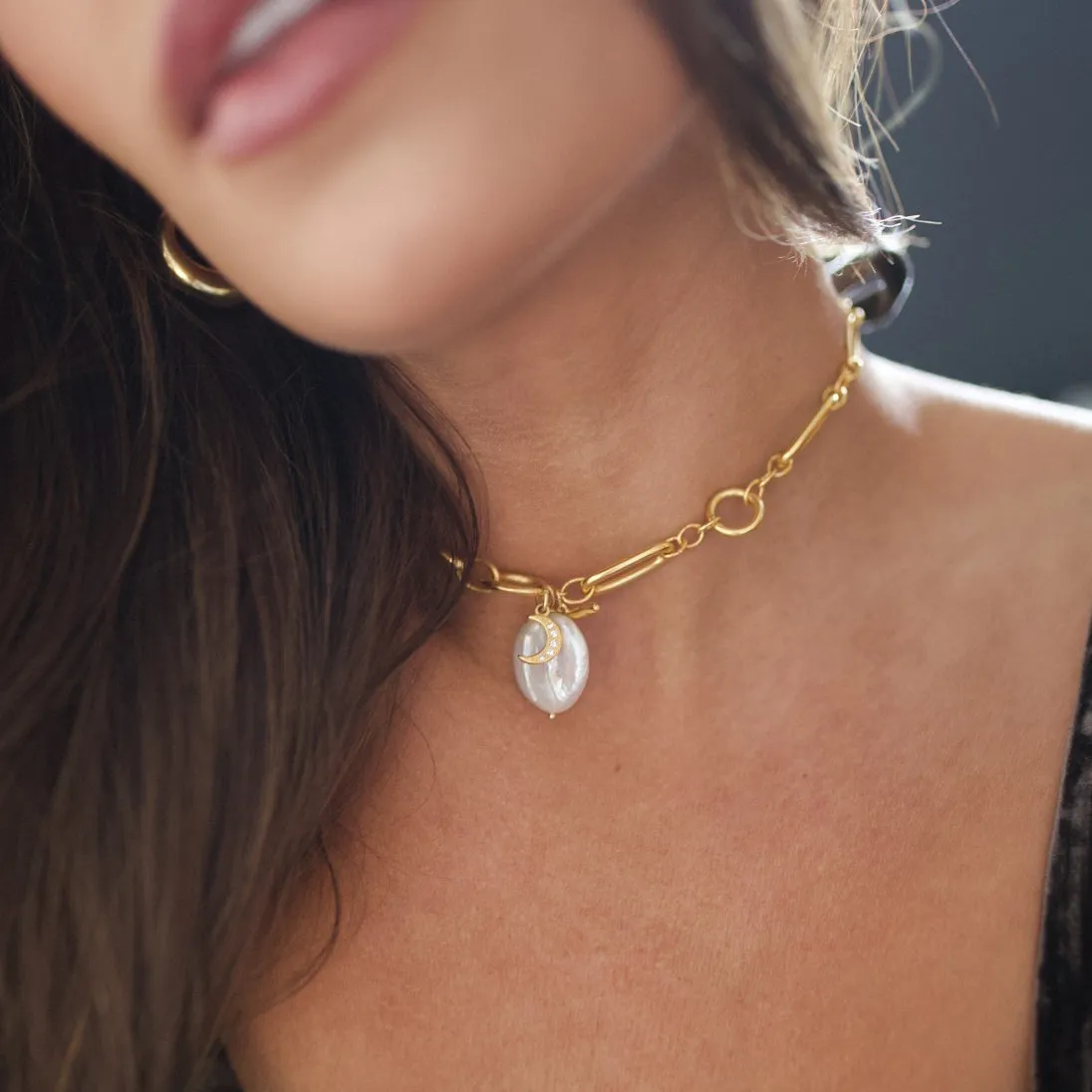 Cameron Coin Pearl Choker Necklace