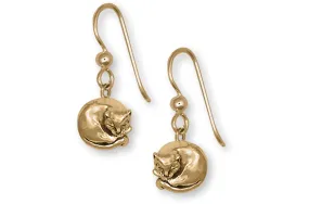 Cat Jewelry 14k Gold Vermeil Handmade Cat Earrings  CT38-FWVM