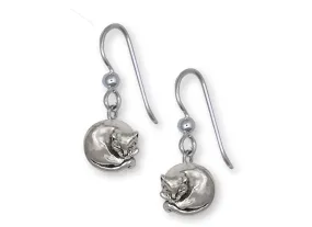 Cat Jewelry Sterling Silver Handmade Cat Earrings  CT38-FW