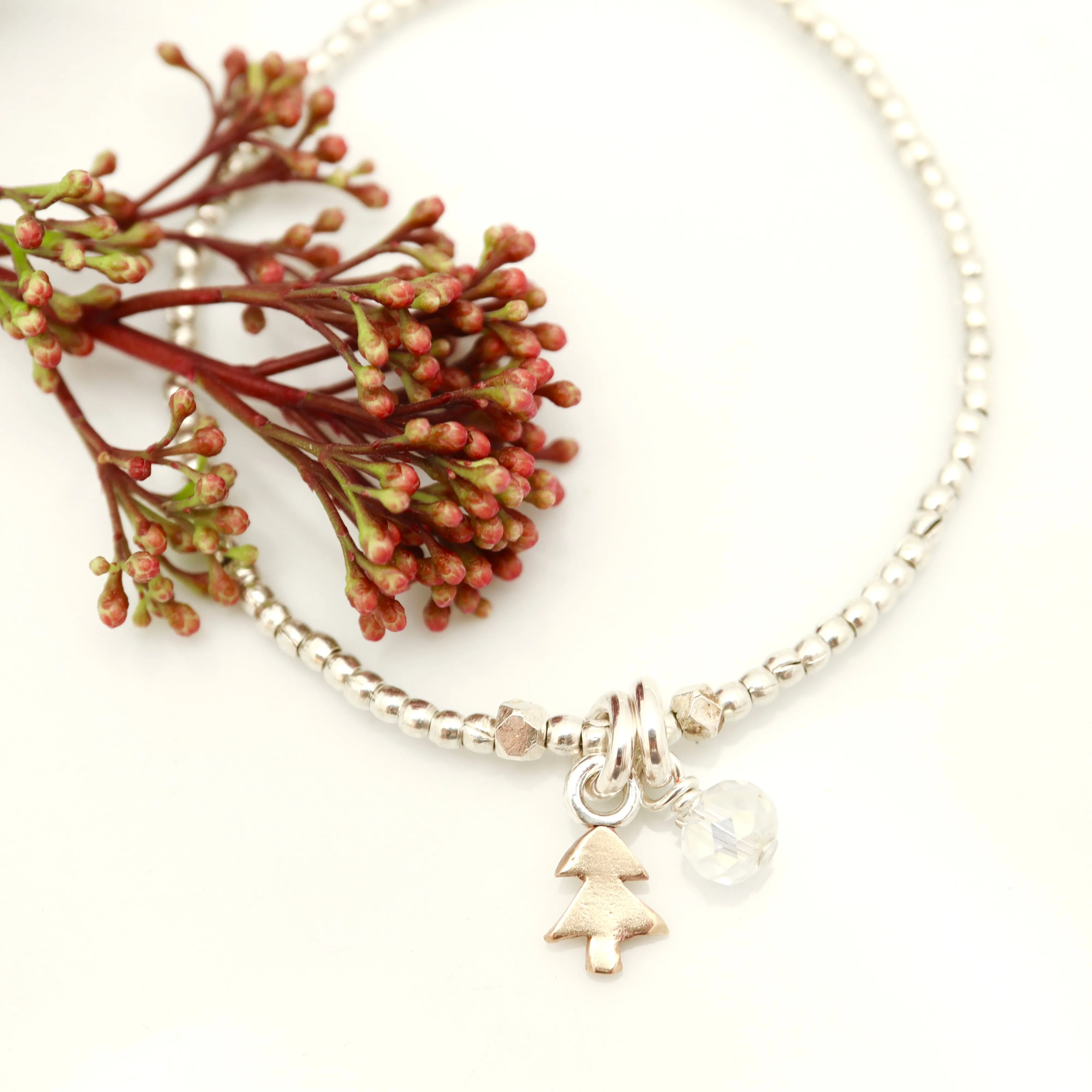 Christmas Tree Fine Silver Bracelet