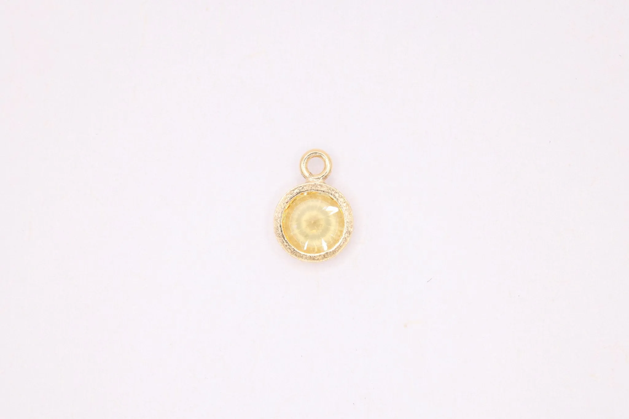 Citrine Birthstone CZ Gold-Filled Wholesale Drop Charm, November Birthstone, Horizontal Bail