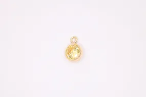 Citrine Birthstone CZ Gold-Filled Wholesale Drop Charm, November Birthstone, Horizontal Bail