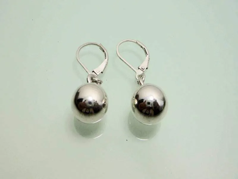 Classic Women 10 mm/12 mm Sterling Silver Ball Drop Earrings With Lever back,Geometric Earring,Personalized Gifts,Gift For Her,Ball Earrings