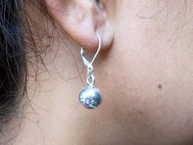 Classic Women 10 mm/12 mm Sterling Silver Ball Drop Earrings With Lever back,Geometric Earring,Personalized Gifts,Gift For Her,Ball Earrings