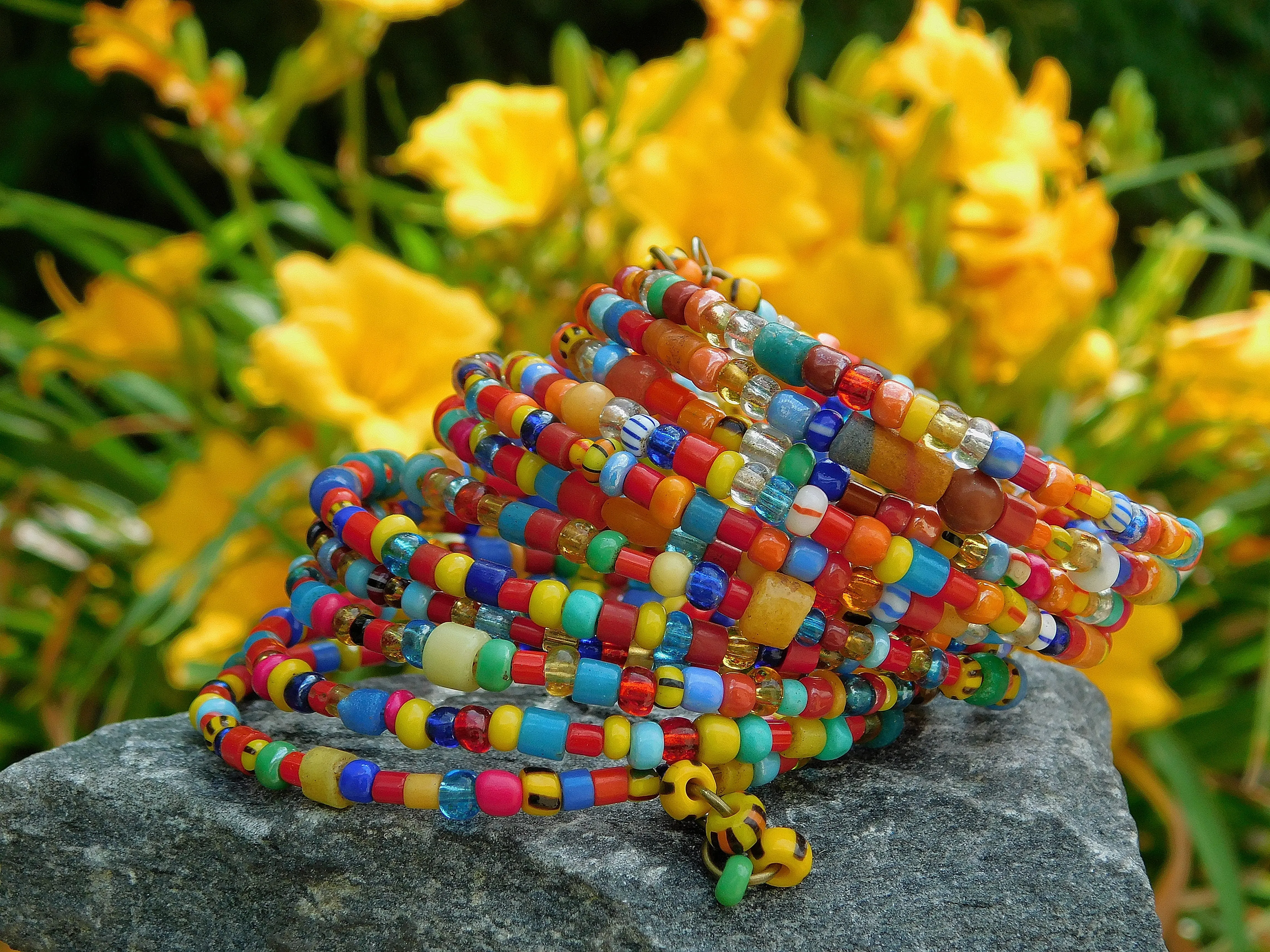 Colorful African Christmas Beads Bangle