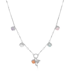 (Coming on 1/5) Moonstone, Sunstone, Amethyst, Blue Topaz, Rose Quartz Silver Dangle Choker - Lily of the Valley