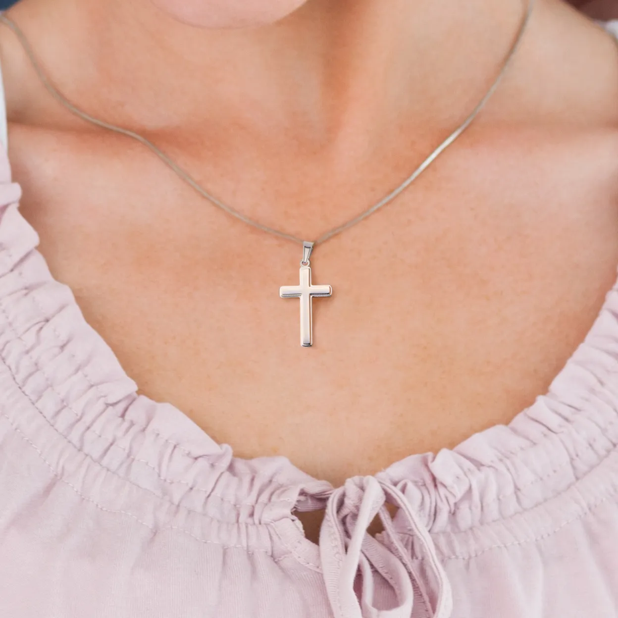 Confirmation Gift For Daughter From Mom and Dad, God is Strength and Wisdom Stainless Steel Cross Necklace