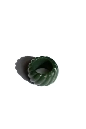 Croissant — Green jade twist ring