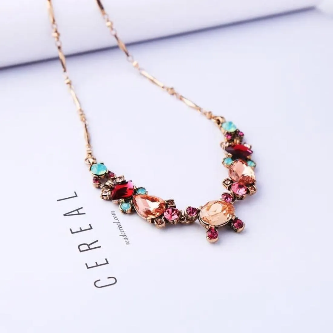 Crystal Geometric Water Drop Pendant Necklace For Wedding