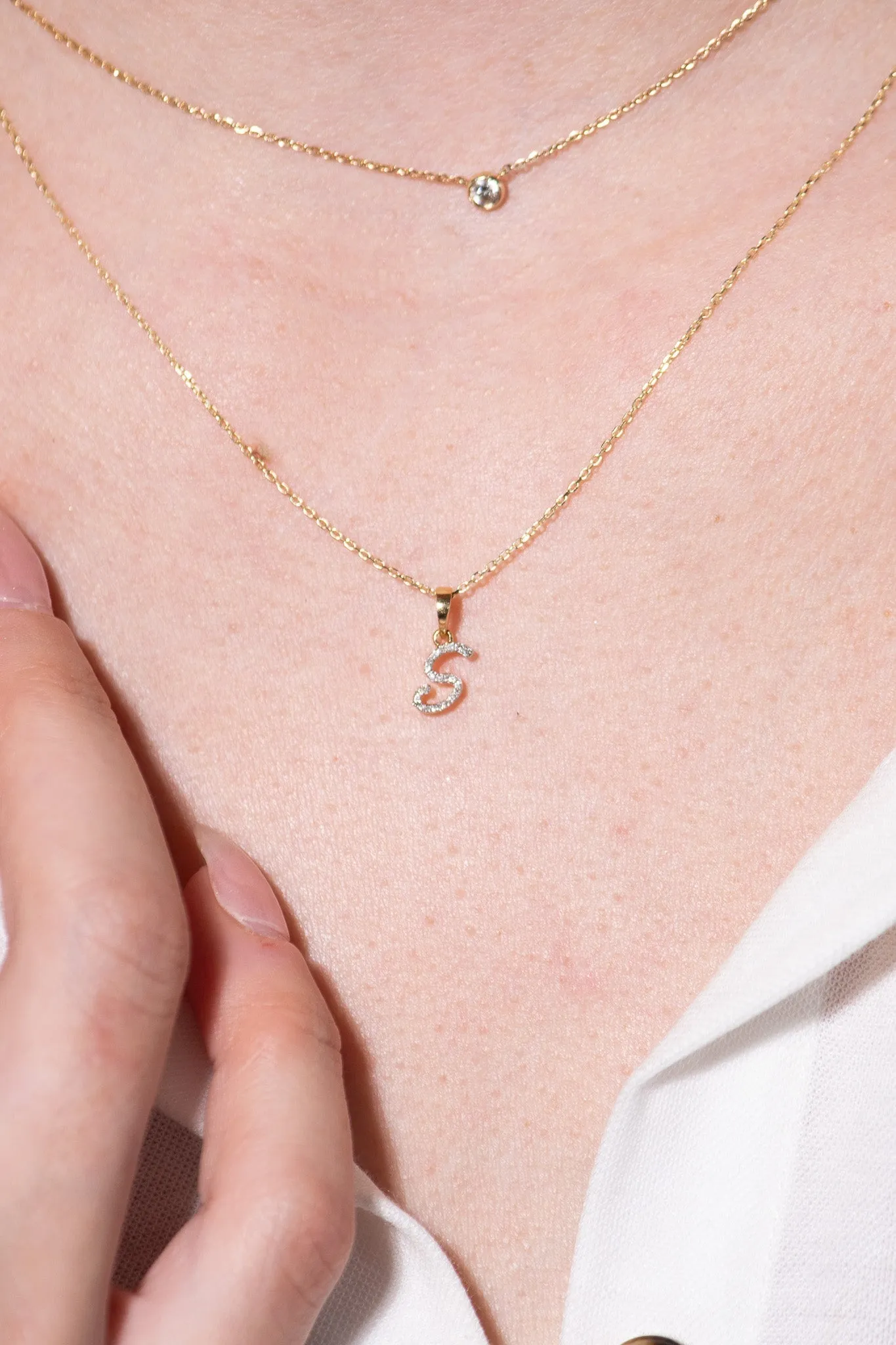 Cursive Diamond Initial Necklace