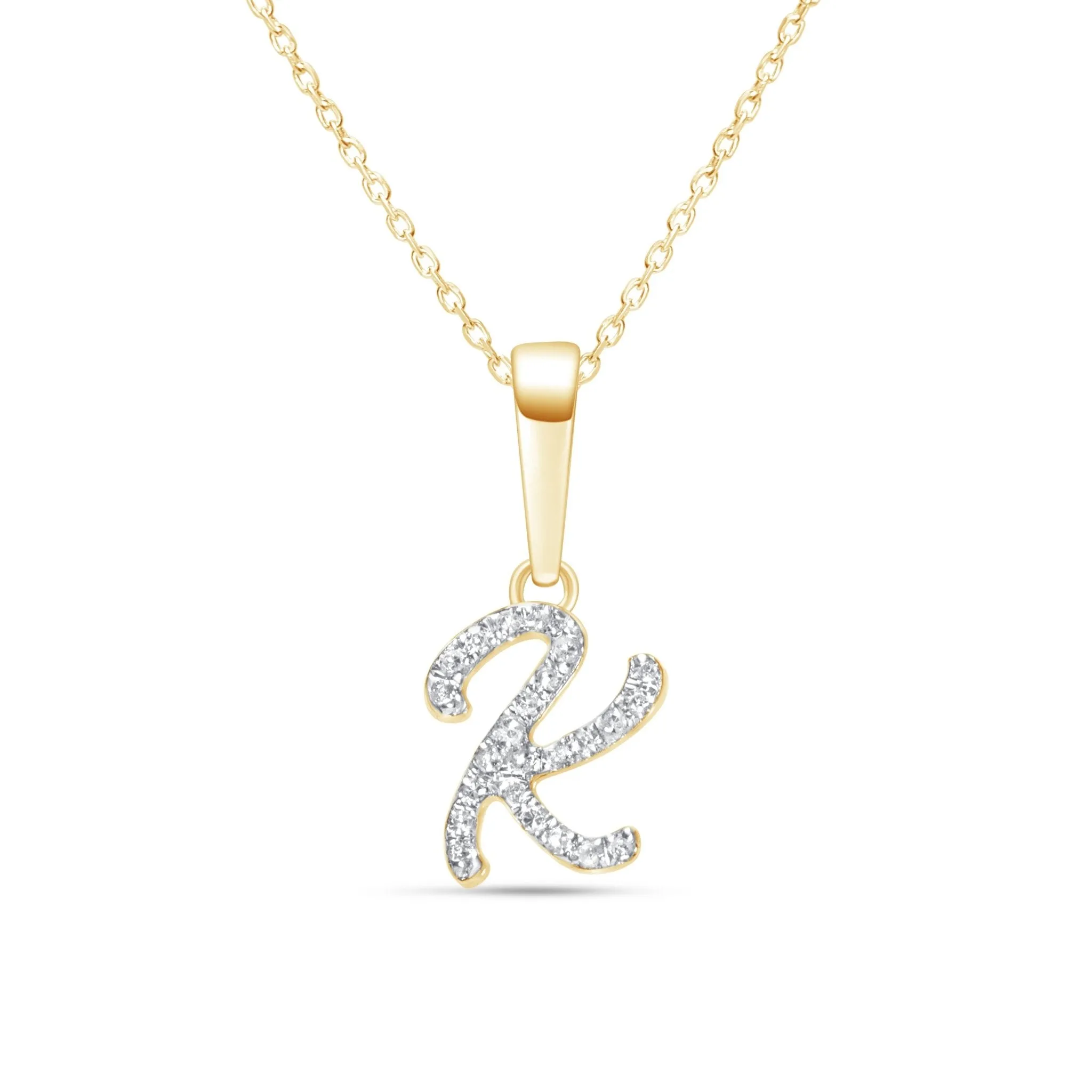 Optimized English title: Elegant Cursive Diamond Initial Necklace