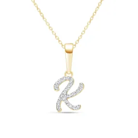 Optimized English title: Elegant Cursive Diamond Initial Necklace