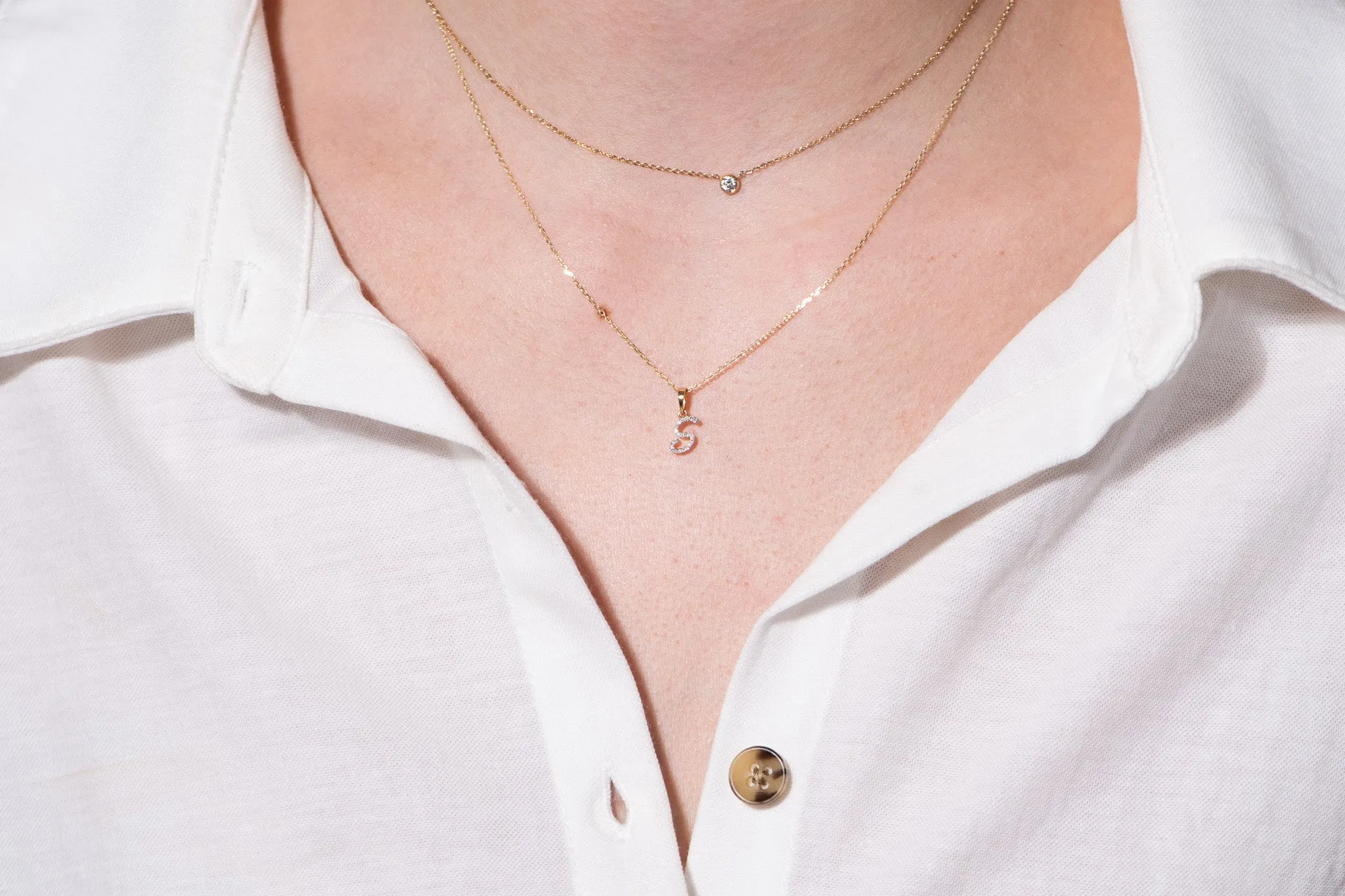 Cursive Diamond Initial Necklace