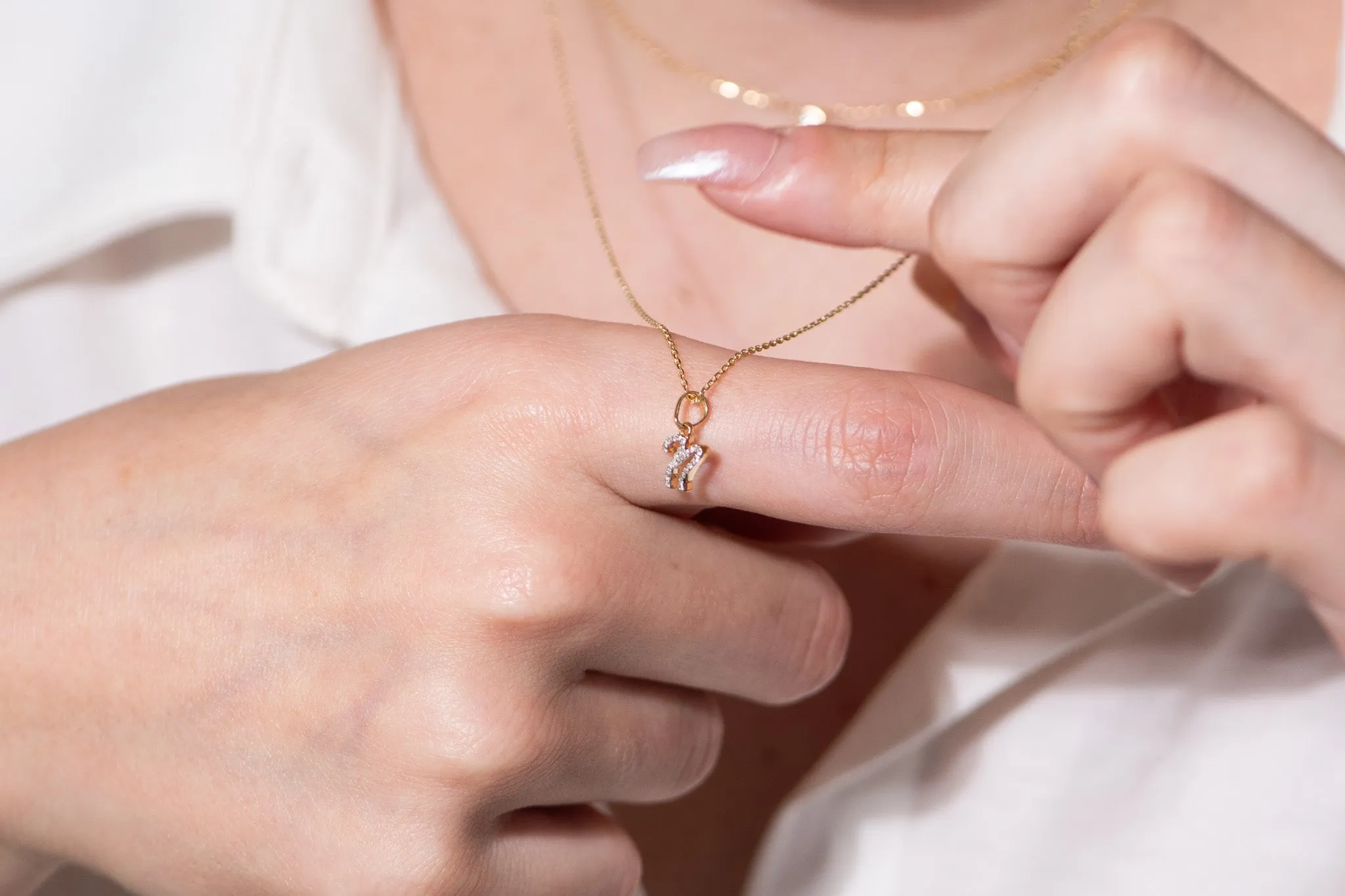 Cursive Diamond Initial Necklace