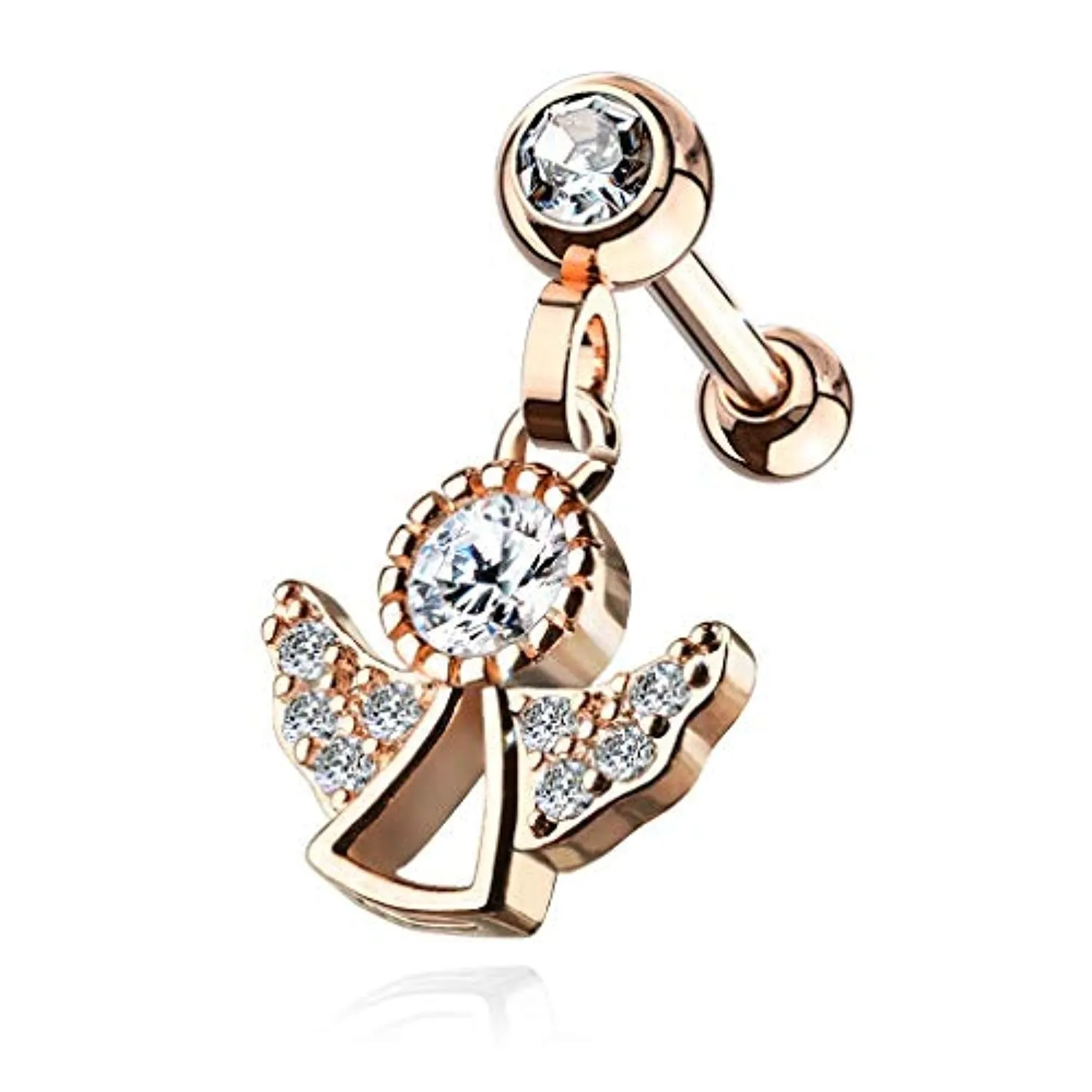 CZ Paved Angel Dangle Jeweled Set Ball 316L Surgical Steel WildKlass Ear Cartilage/Tragus Barbell Studs