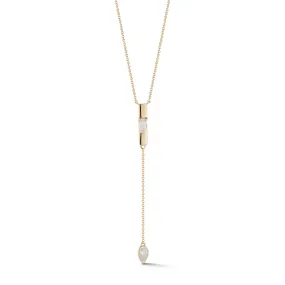 Dana Rebecca Designs - Taylor Elaine - Pear Vertical Bar Lariat Necklace with Diamonds, Yellow Gold