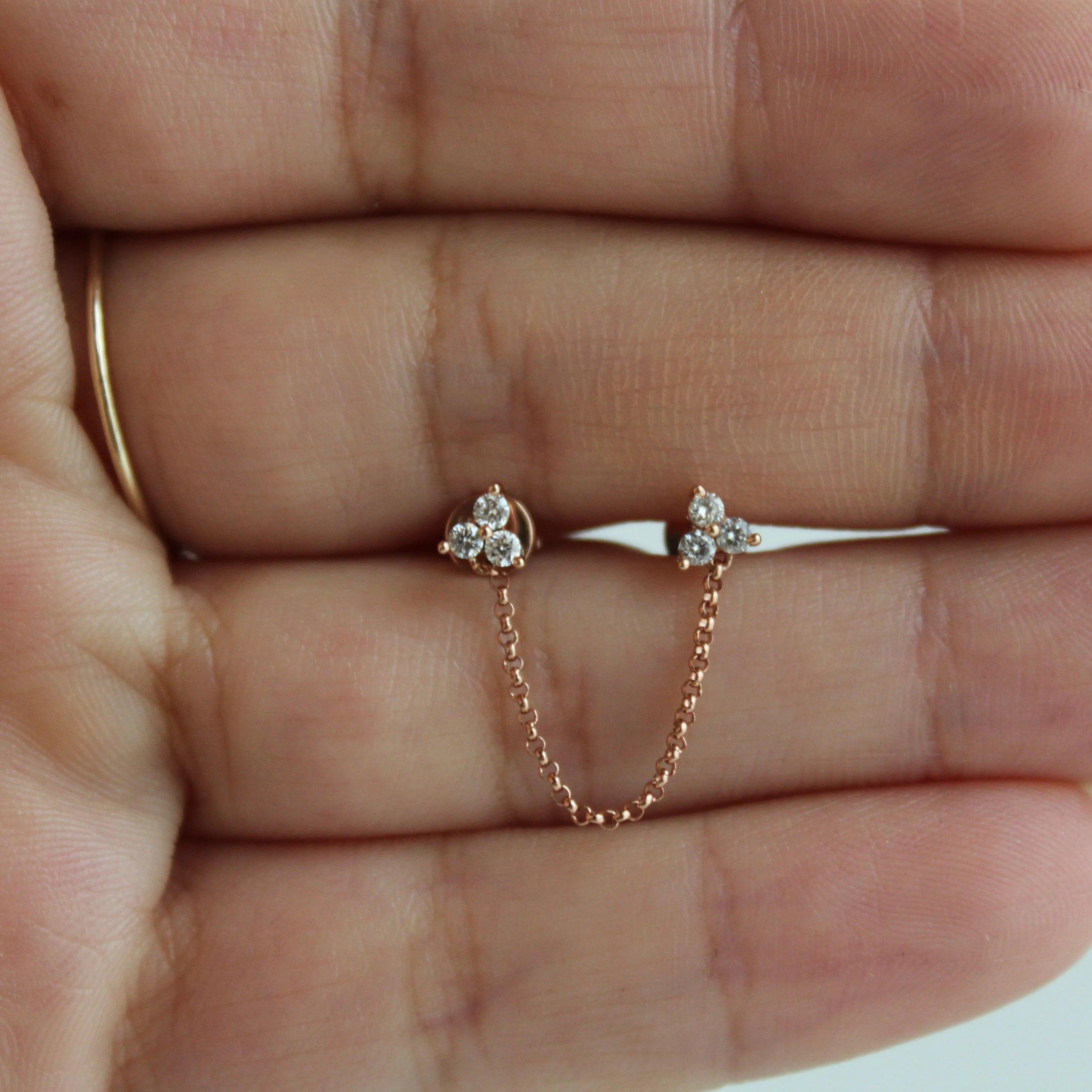 Diamond Trio Double Pierce Stud Earring