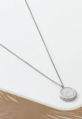 Disc Pave Crystal Necklace silver