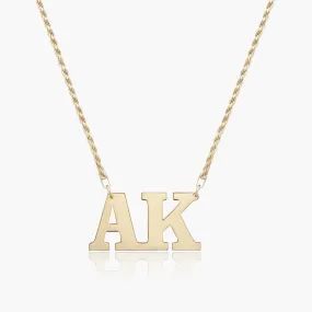 Double Initial Block Necklace