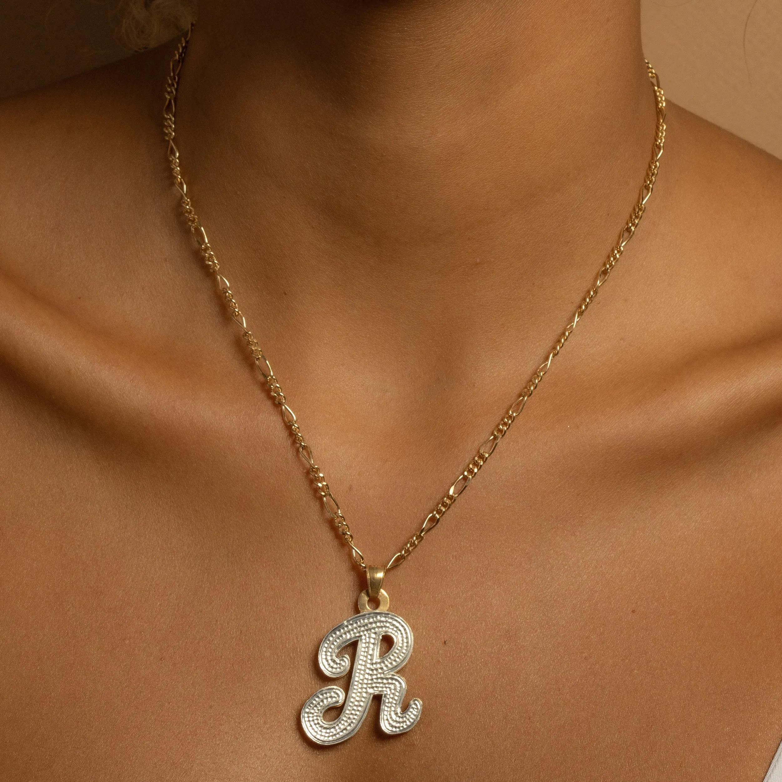 Double Plated Large Initial Necklace