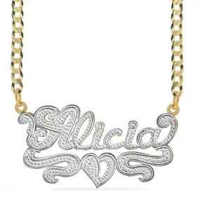 Double Plated Name Necklace Alicia with Cuban chain