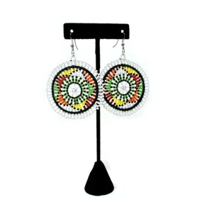 Duara Beaded Earrings White & Multi Color 01