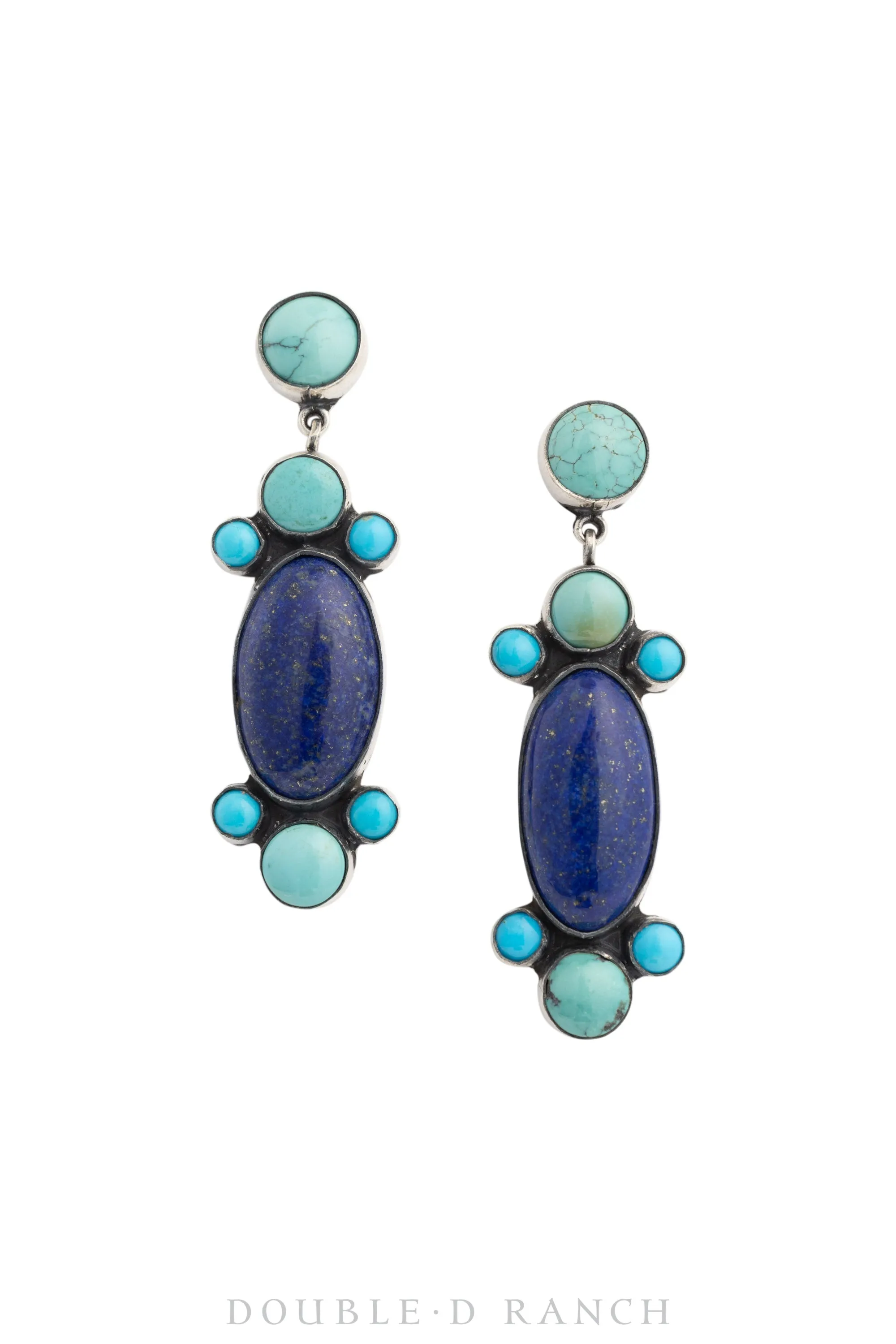 Earrings, Federico, Drop, Lapis & Turquoise, Hallmark, Contemporary, 1552