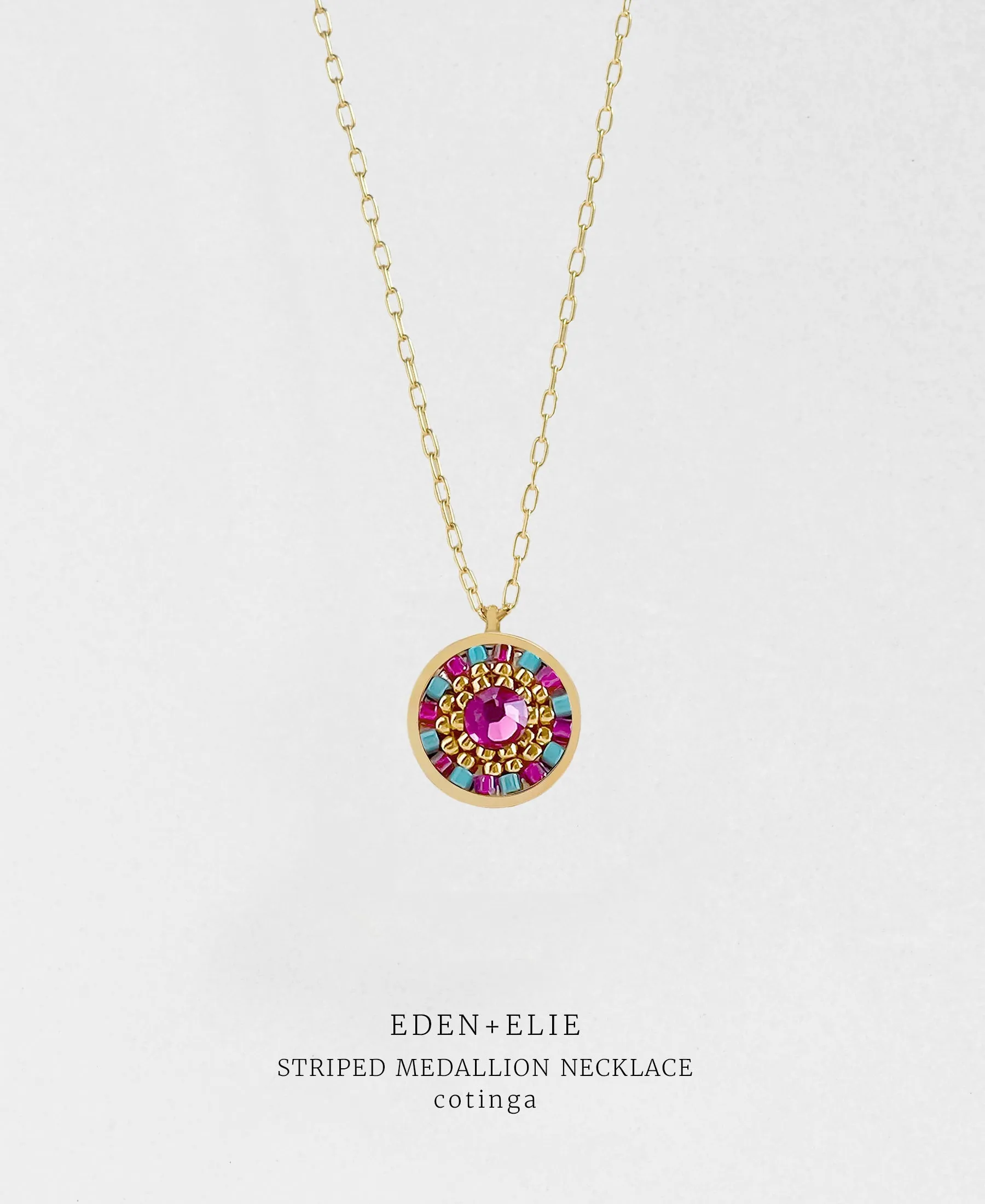 EDEN   ELIE Striped Medallion necklace - Cotinga