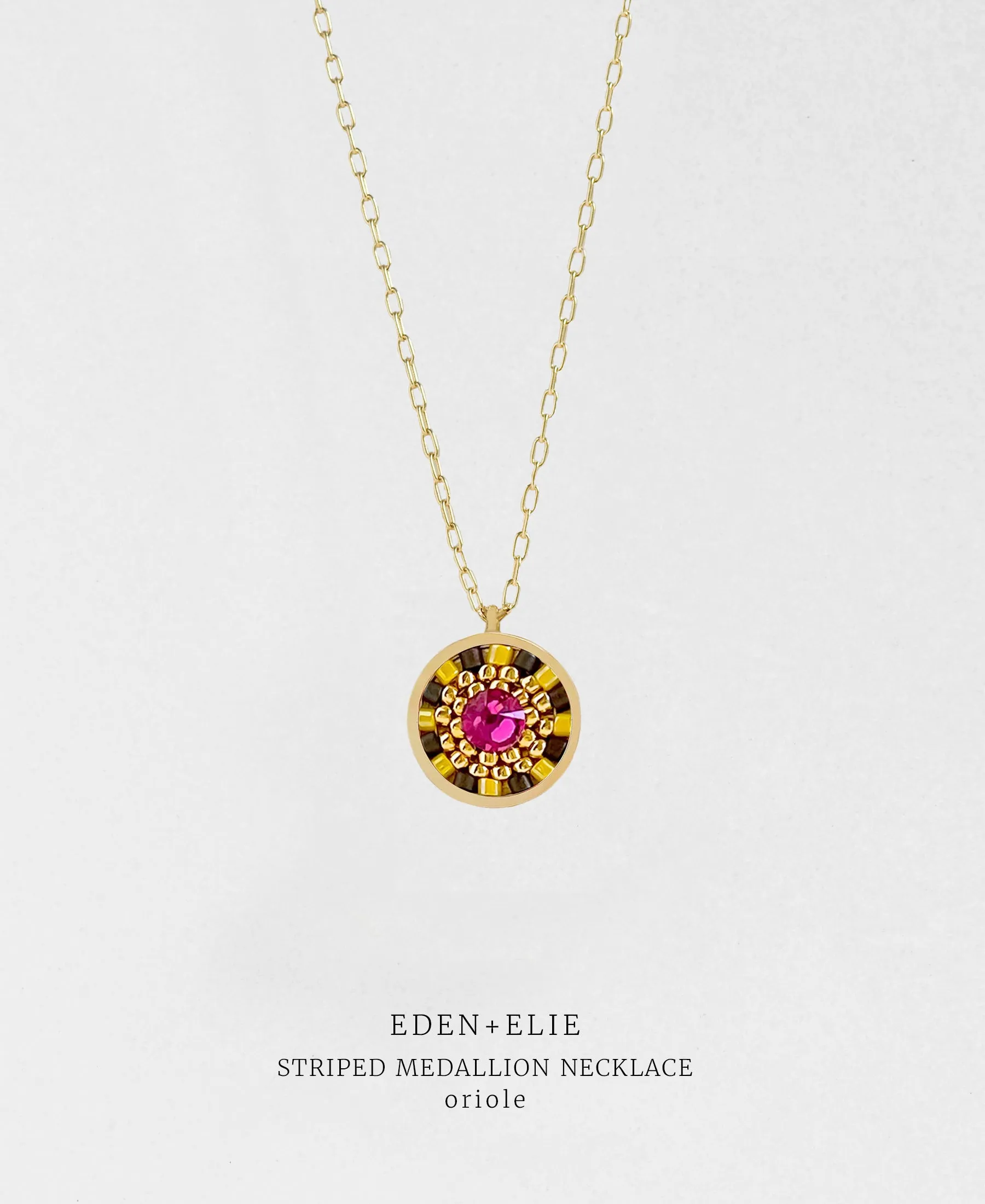 EDEN   ELIE Striped Medallion necklace - Oriole