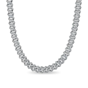 Emerald Cut Moissanite Prong Cuban Link Chain