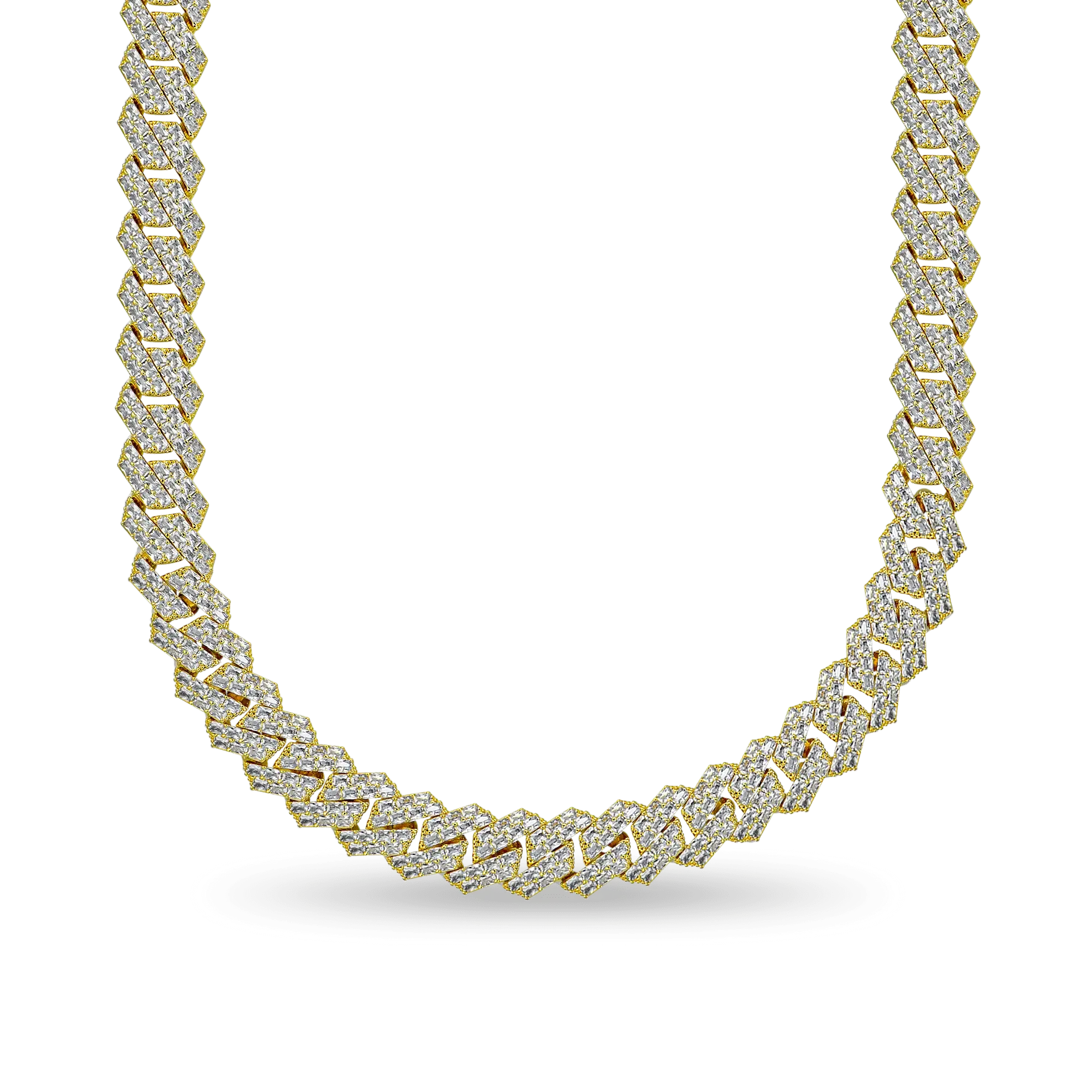 Emerald Cut Moissanite Prong Cuban Link Chain