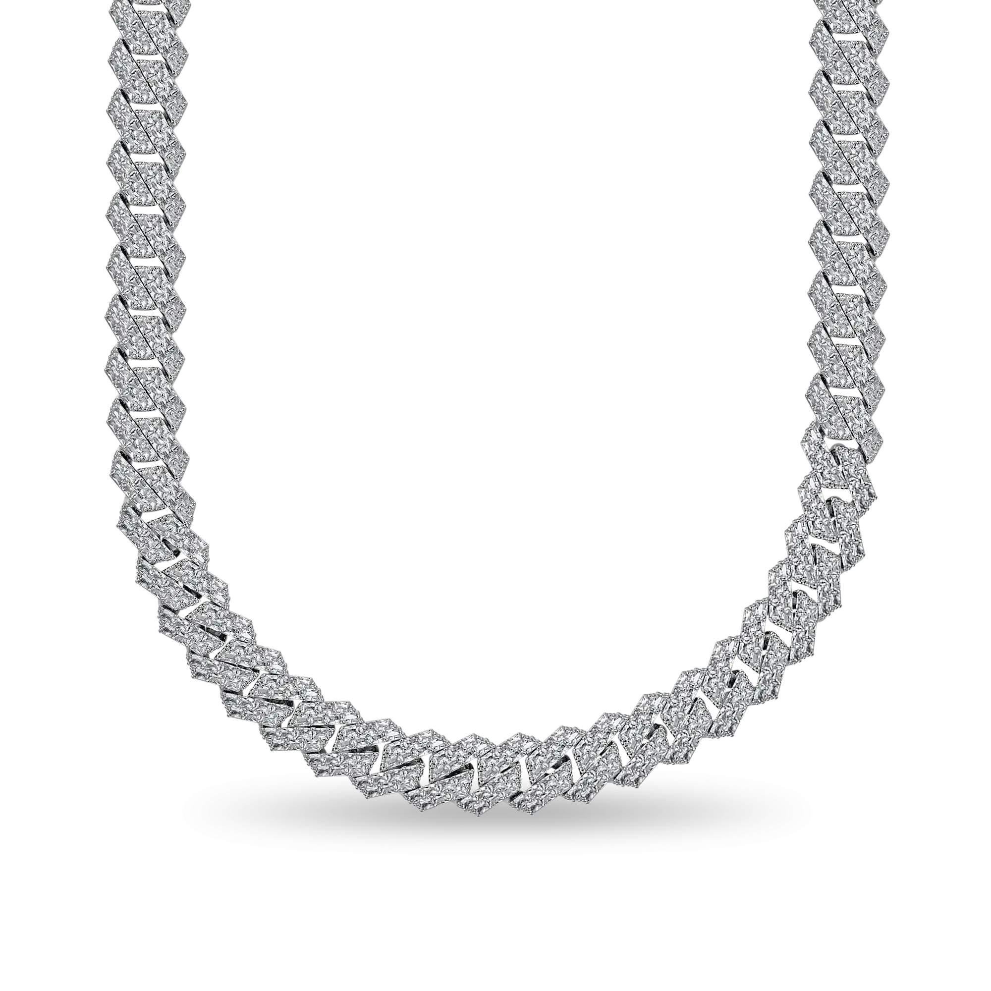 Emerald Cut Moissanite Prong Cuban Link Chain