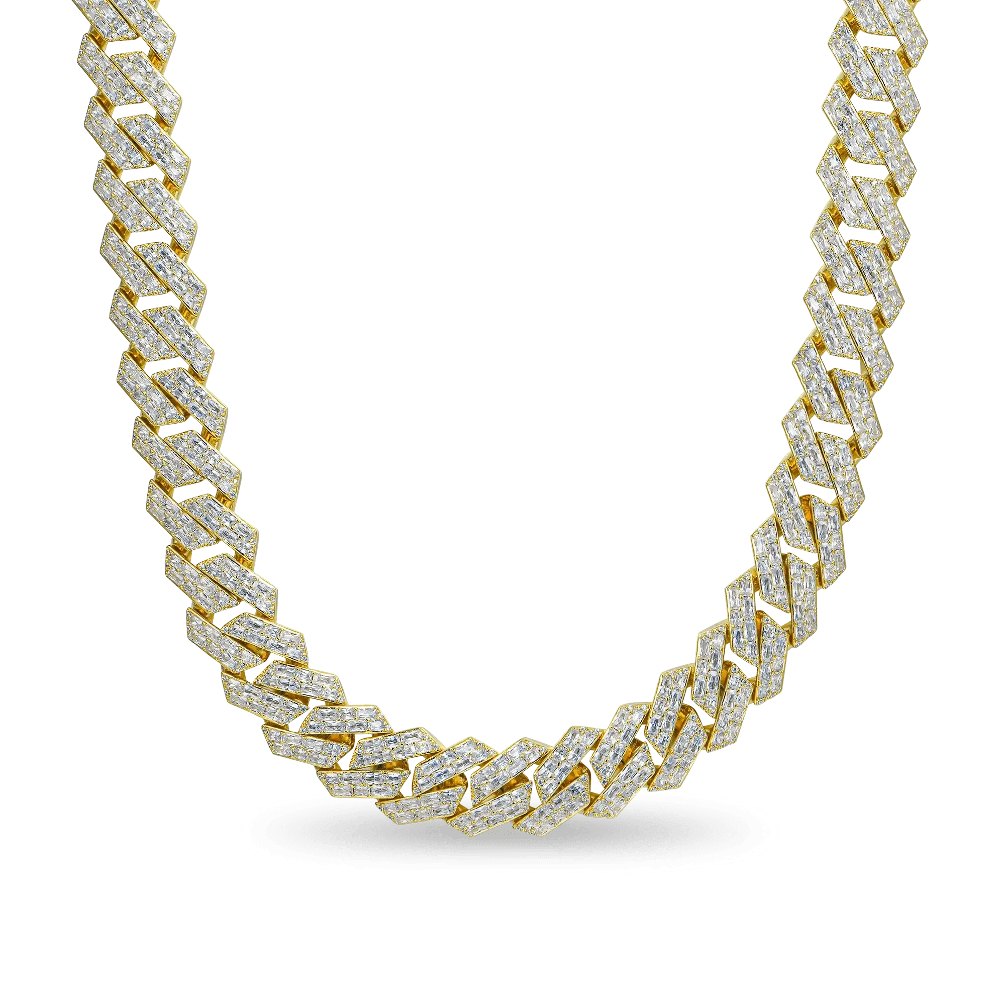 Emerald Cut Moissanite Prong Cuban Link Chain