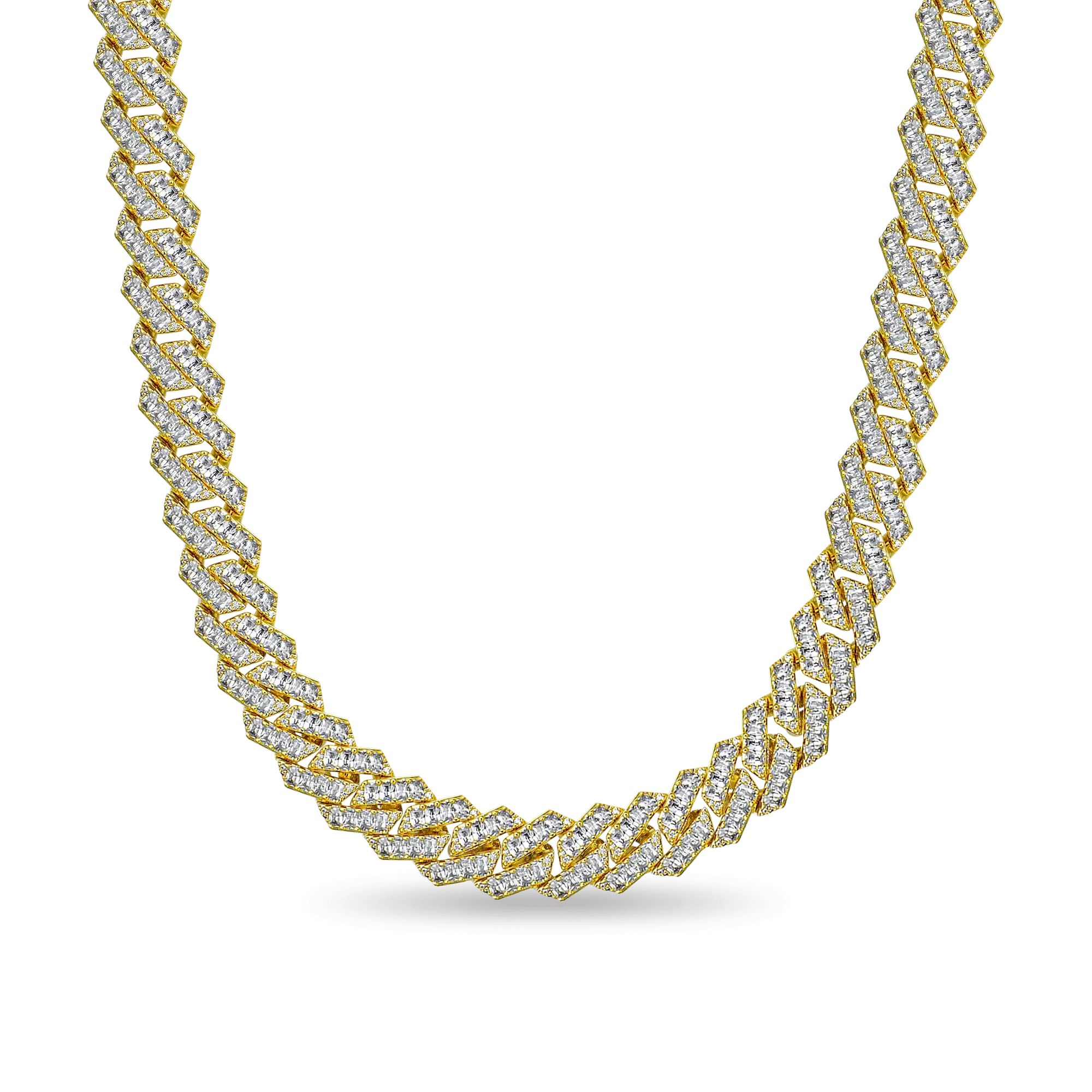 Emerald Cut Moissanite Prong Cuban Link Chain