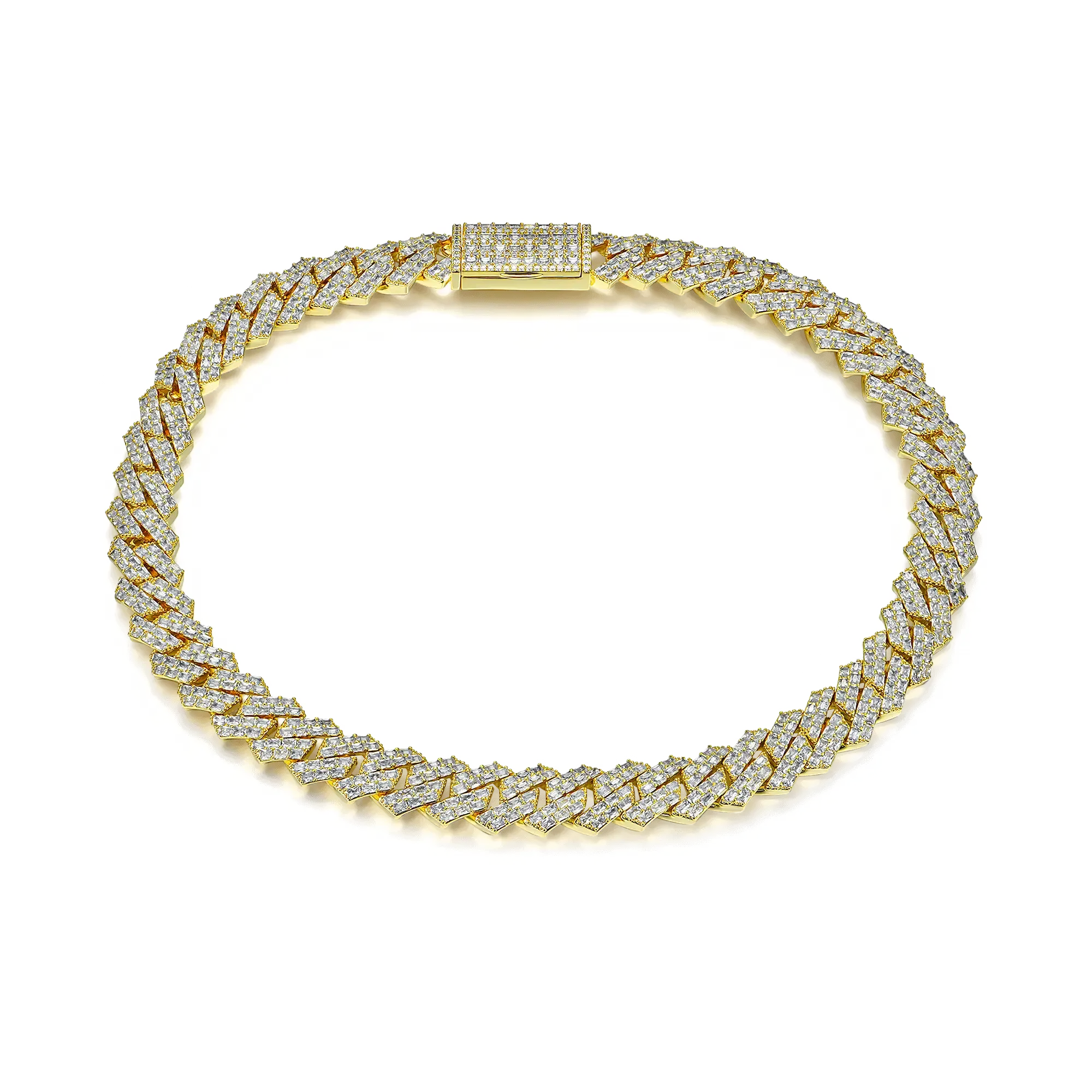 Emerald Cut Prong Cuban Link Chain - 10mm