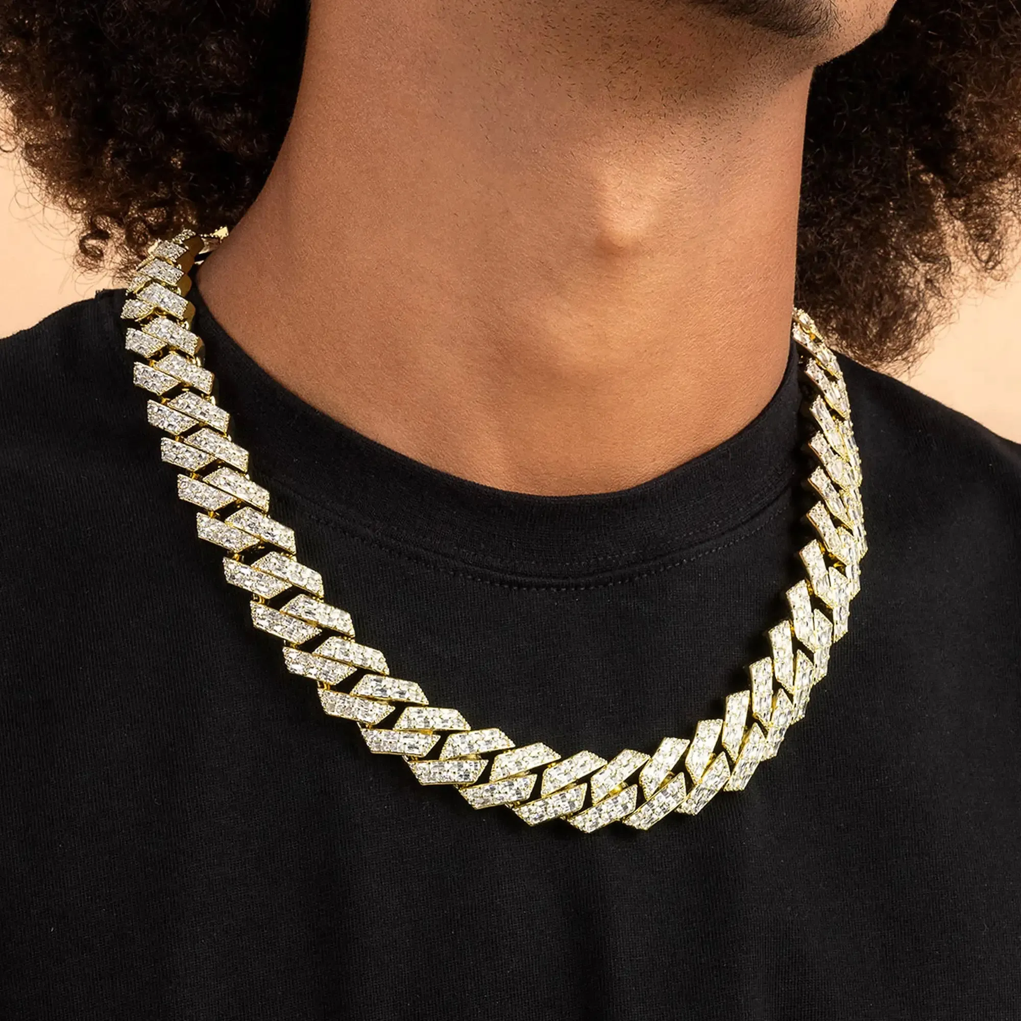 Emerald Cut Prong Cuban Link Chain - 10mm