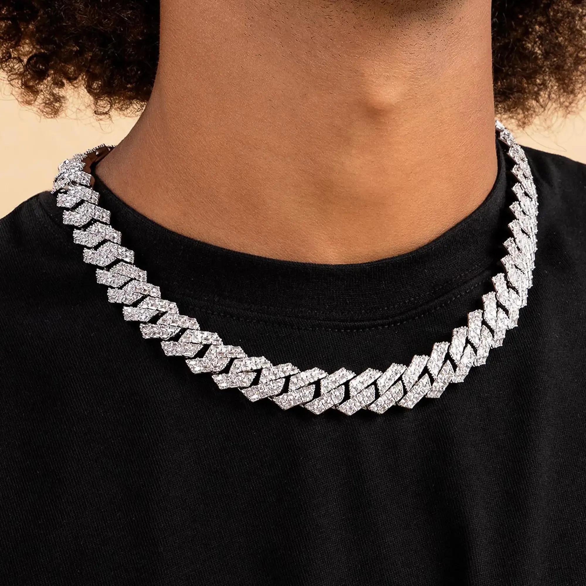 Emerald Cut Prong Cuban Link Chain - 10mm