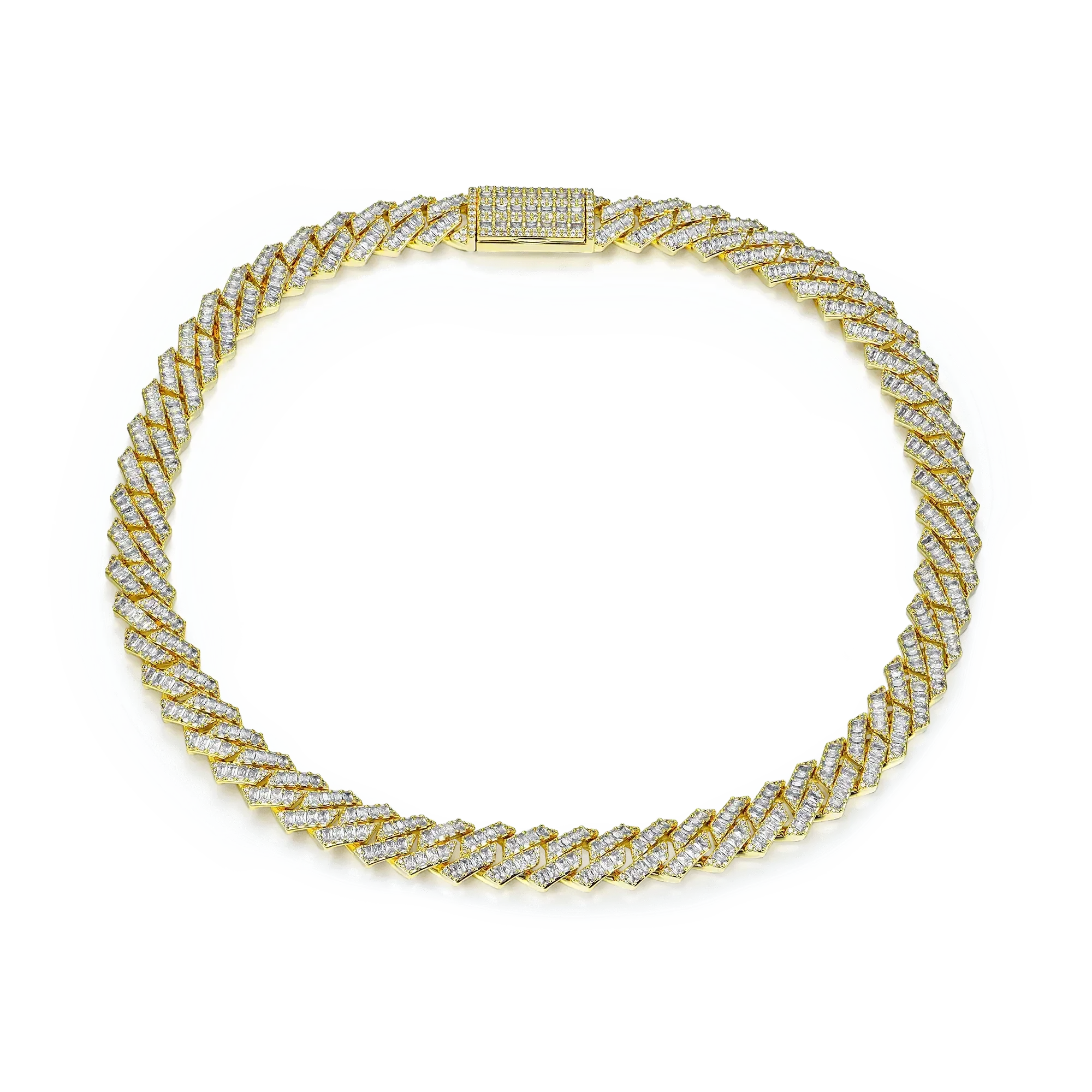 Emerald Cut Prong Cuban Link Chain - 10mm