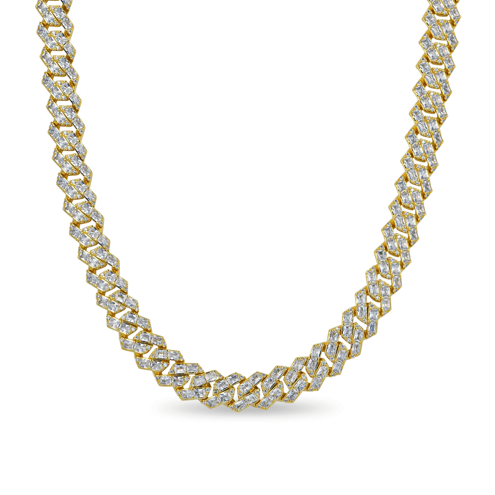 Emerald Cut Prong Cuban Link Chain - 10mm