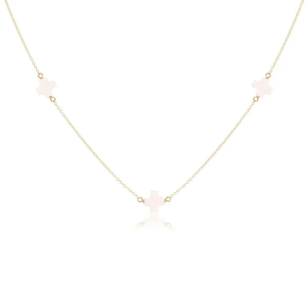 ENewton 15" Off-White Gold Simplicity Signature Cross Choker