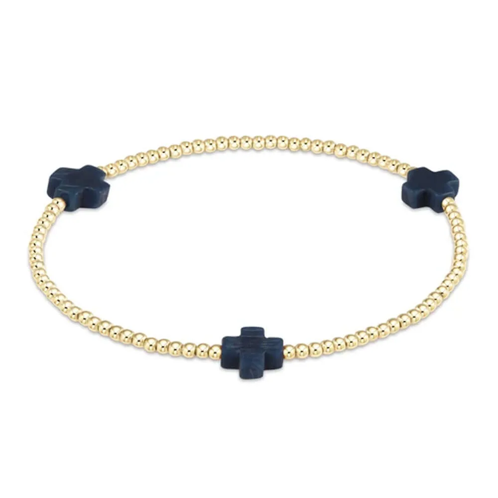 ENewton 3mm Navy Gold Signature Cross Bracelet