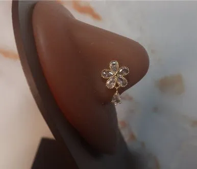 Esme Flower Cubic Zirconia Gem Nose Stud