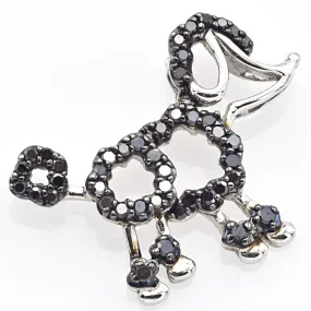 Estate 10K White Gold 0.25 TCW Black Diamonds Poodle Charm Pendant