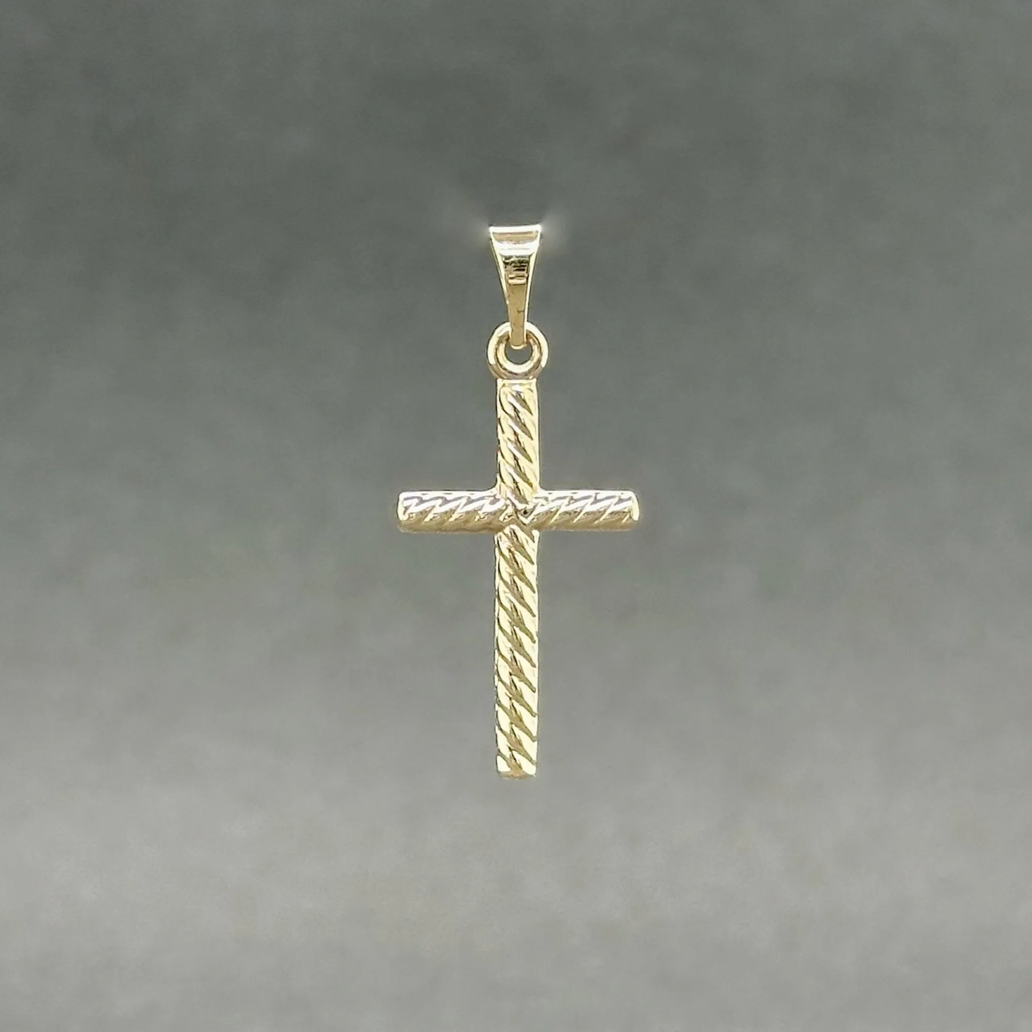 Estate 14K Y Gold 24.30mm Cable Cross Pendant