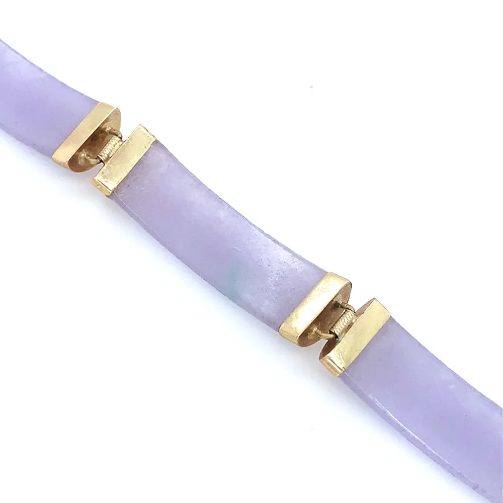 Estate Yellow Gold & Lavender Jadeite Link Bracelet - "Tranquility"