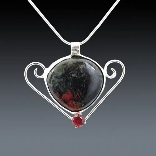 Eudialyte Gemstone Necklace in Sterling Silver