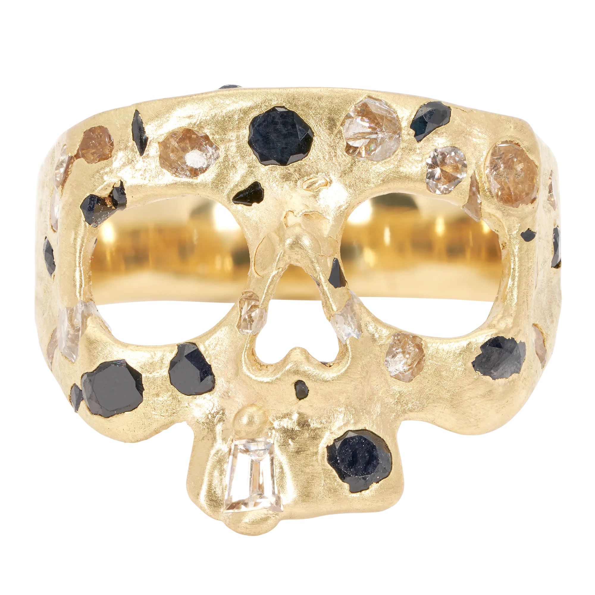 Extra Small Black & White Confetti Skull Ring - Size 4.5 - 11546