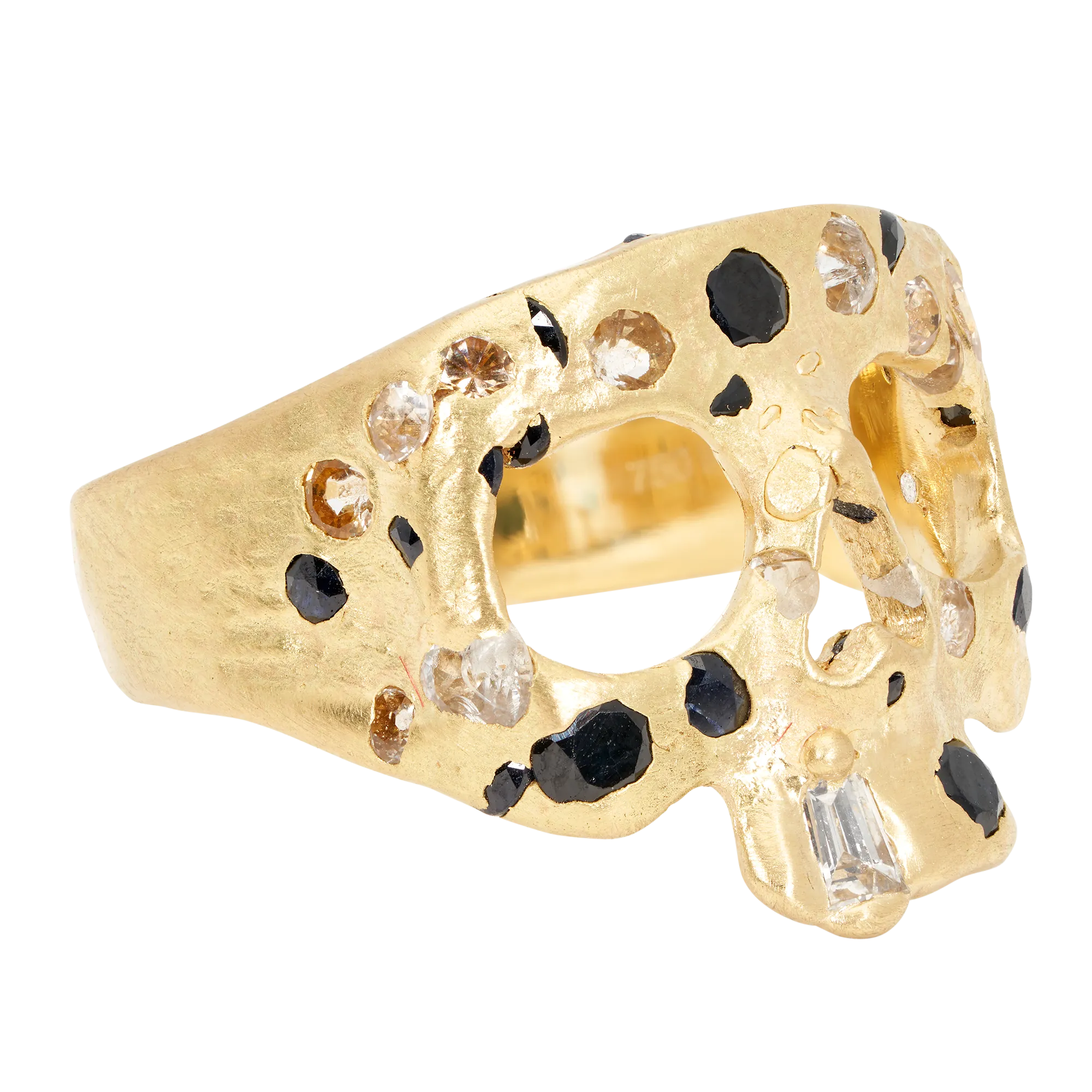 Extra Small Black & White Confetti Skull Ring - Size 4.5 - 11546