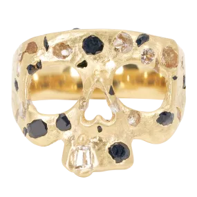 Extra Small Black & White Confetti Skull Ring - Size 4.5 - 11546